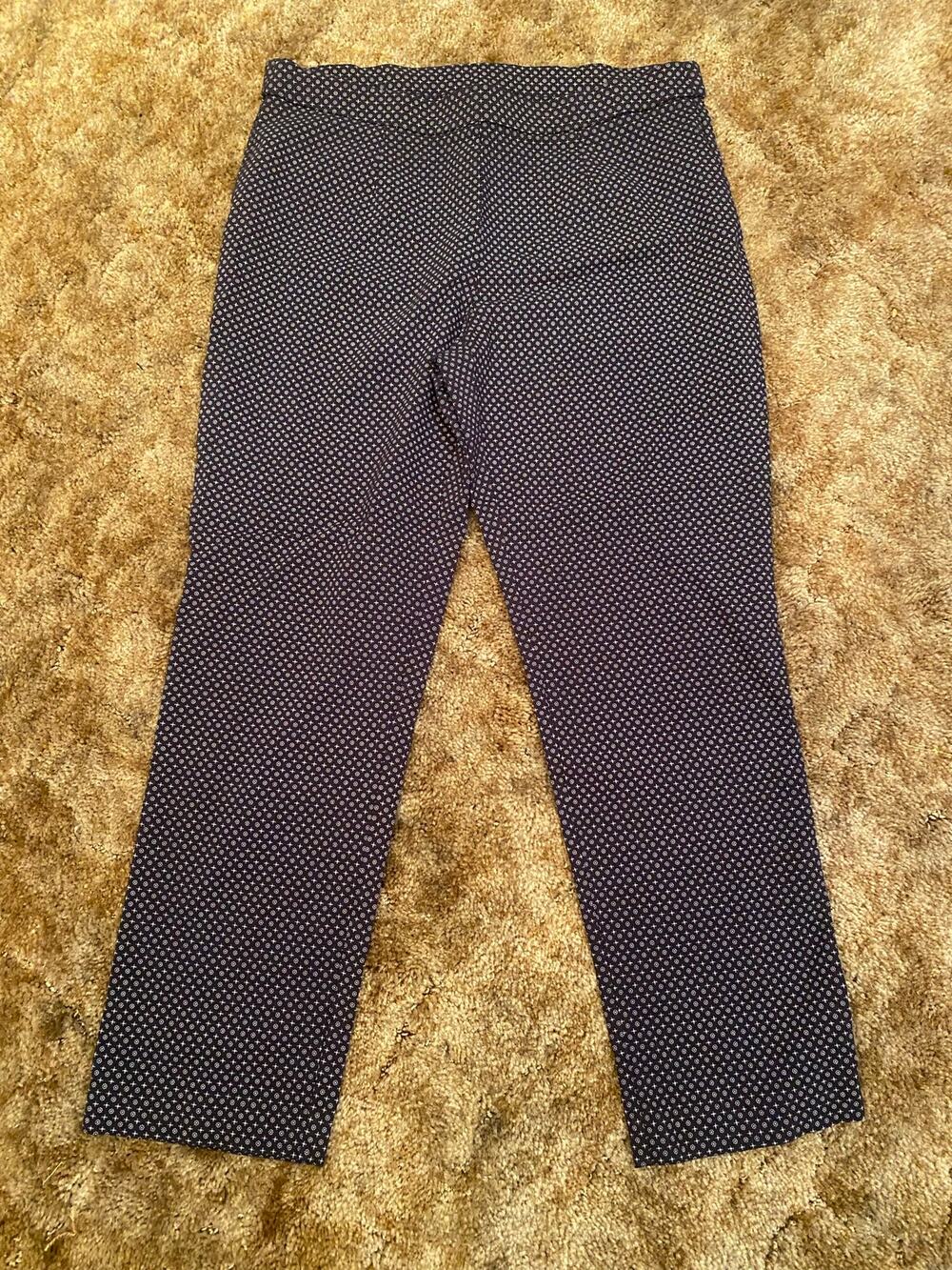 Briggs New York Navy Polka Dot Floral Pattern Stretch Pants Capris Y2K